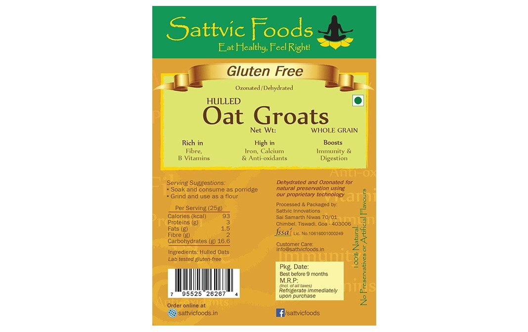 Sattvic foods Hulled Oat Groats    Box  1.5 kilogram
